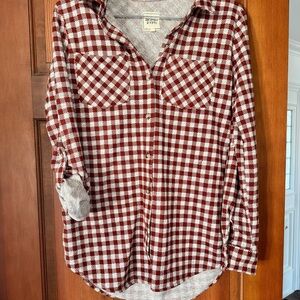 Red and White Checkered Button-Up Shirt